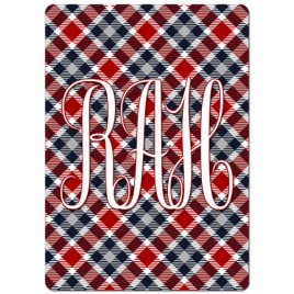 Monogrammed Personalized Playing Cards - Red & Black Plaid